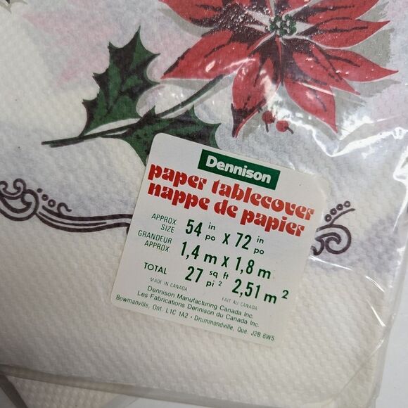 Vintage Christmas Paper Tablecloths – Lot of 7 – 54x72 Poinsettia & Horse Sleigh - Picture 8 of 8